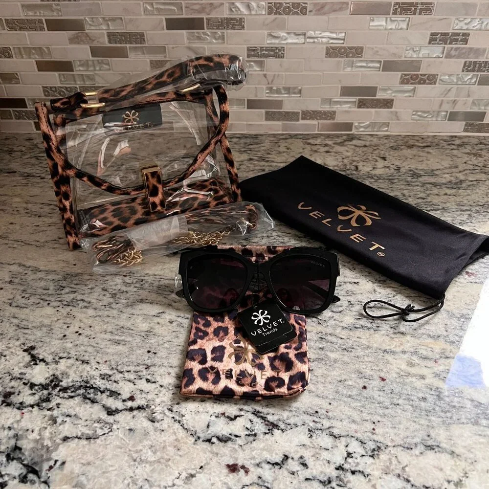 NWT Velvet Mini Bag Jane Sunglasses Clear Crossbody Set Concert Stadium … - Picture 4 of 12